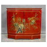 Asian style red laquered cabinet