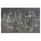 Group of glass & crystal decanters & drinks wares;