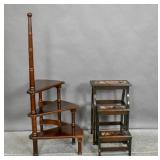 2 Sets of mahogany library steps