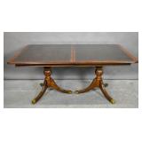 Mahogany & satinwood banded dining table