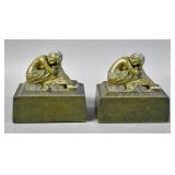 Pair of Art Nouveau style metal painted bookends