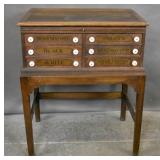 Oak spool cabinet on stand