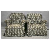 Pair of upholstered swivel club chairs