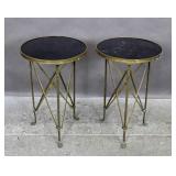 Pair of brass & slate top gueridon tables Pair of brass & slate top gueridon tables