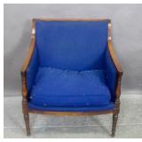 Transitional style walnut club chair