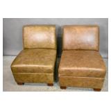 Pair of Contemporary brown leather lounge chairs