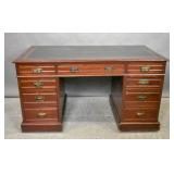 Leather inset mahogany pedestal desk Leather inset mahogany pedestal desk
