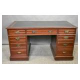 Leather inset mahogany pedestal desk