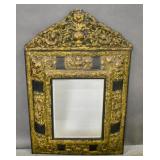 Baroque style gilt-metal cushion mirror Baroque style gilt-metal cushion mirror