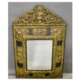 Baroque style gilt-metal cushion mirror