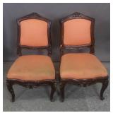Pair of Provincial Louis XV style side chairs Pair of Provincial Louis XV style side chairs