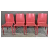 Set of 4 red "The Bellini chair" by Heller