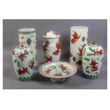 Group of Goldfish-decorated porcelains Group of Goldfish-decorated porcelains