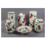 Group of Goldfish-decorated porcelains