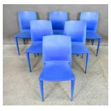 Set of 6 blue "The Bellini chair" by Heller Set of 6 blue "The Bellini chair" by Heller