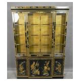 Asian style black lacquered breakfront bookcase Asian style black lacquered breakfront bookcase