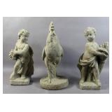 3 Composite stone garden figures