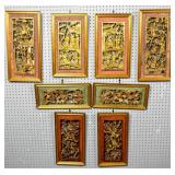 Group of 8 carved giltwood plaques