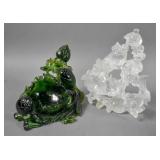 2 Quartz style carvings of goldfish 2 Quartz style carvings of goldfish