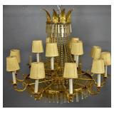 Empire style brass & crystal chandelier