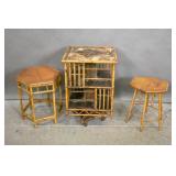 Bamboo revolving bookcase; Bamboo revolving bookcase;
