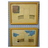 Pair of Asian style abstract works Pair of Asian style abstract works