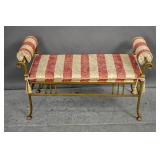 Brass upholstered hall bench