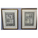 Pair of framed illustrations Pair of framed illustrations