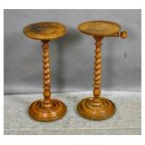 Pair of turned walnut candle stands