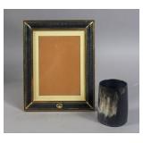 Gucci wood & faux alligator picture frame; Gucci wood & faux alligator picture frame;