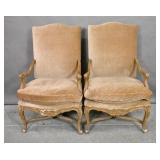 Pair of Louis XV style painted wood library chairs Pair of Louis XV style painted wood library chairs