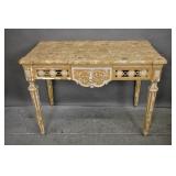 Louis XVI style painted marble top console