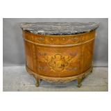 Louis XV style demi-lune marble top cabinet Louis XV style demi-lune marble top cabinet