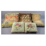 3 Pairs of needlepoint accent pillows;