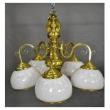 Baroque style brass 5-arm chandelier