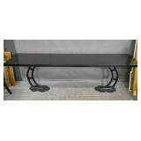 Black painted iron and wood console Black painted iron and wood console