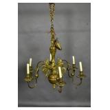 Baroque style brass 6-arm chandelier