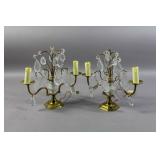 Pair of gilt-metal & crystal girandoles Pair of gilt-metal & crystal girandoles