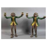 Pair of carved wood monkey-form candelabra Pair of carved wood monkey-form candelabra