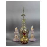 Persian painted overlay decanter; Persian painted overlay decanter;