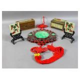 5 Asian wood and hardstone articles 5 Asian wood and hardstone articles