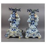 Companion pair of Meissen porcelain figural stands