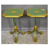 Pair of Regency style green & gilt side tables Pair of Regency style green & gilt side tables