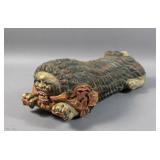 Asian carved & painted wood fu dog