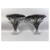 Pair of metal wheat-form wall brackets Pair of metal wheat-form wall brackets