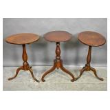 3 Federal style tilt-top candle stands 3 Federal style tilt-top candle stands