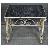 Painted iron marble top side table