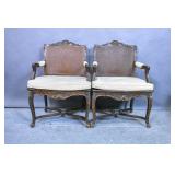 Pair of Louis XV style walnut fauteuils