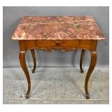 Louis XV style oak marble top side table