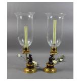 Pair of Regency style hurricane lamps Pair of Regency style hurricane lamps